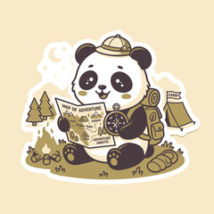 Cute Panda Explorer Reading Adventure Map © moh