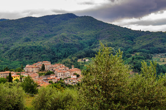 Medieval village in the Svizzera Pesciatina, Pistoia province, Italy