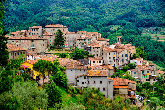 Medieval village in the Svizzera Pesciatina, Pistoia province, Italy