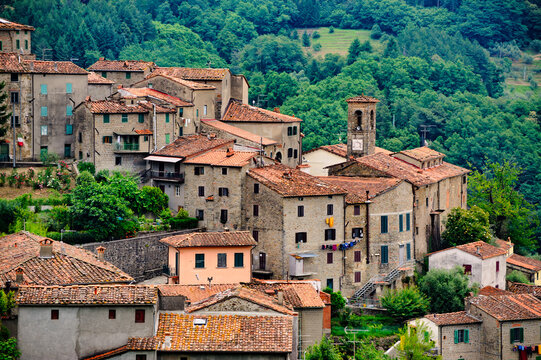 Medieval village in the Svizzera Pesciatina, Pistoia province, Italy
