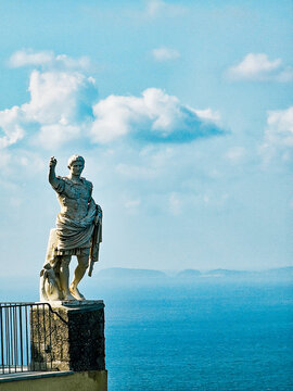 Capri Island Statue of Caesar Augustus Overlooking the Gulf of Naples, Italy
