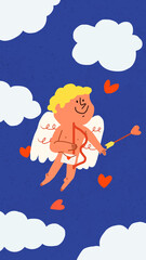 Fototapeta premium Cute cupid doodle mobile wallpaper