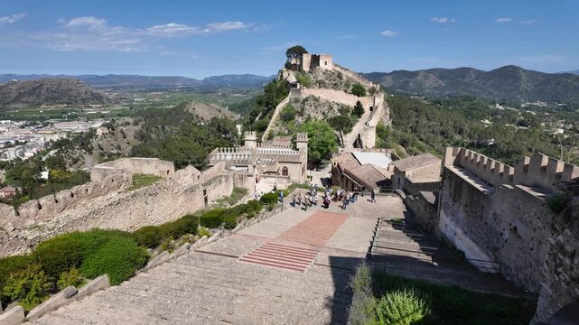 Scenographic view in the marvelous Xativa Castle, Province of Valencia, Spain.