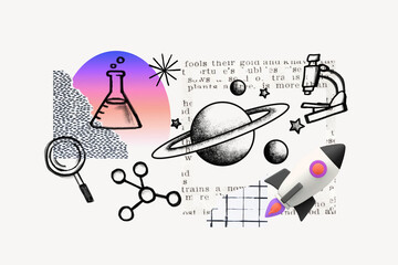 Planet Saturn galaxy, science doodle remix © Rawpixel.com