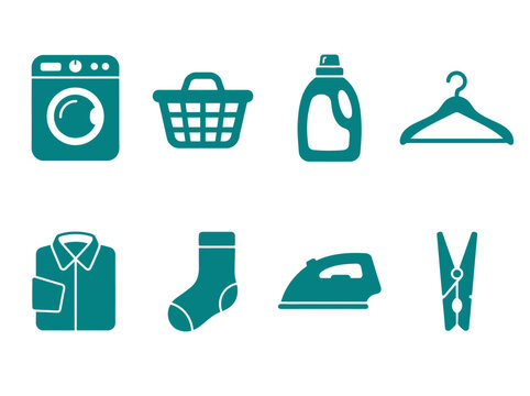 Essential Laundry and Clothing Care Icons.