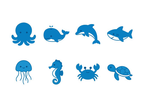 Illustrated Marine Creatures Collection.