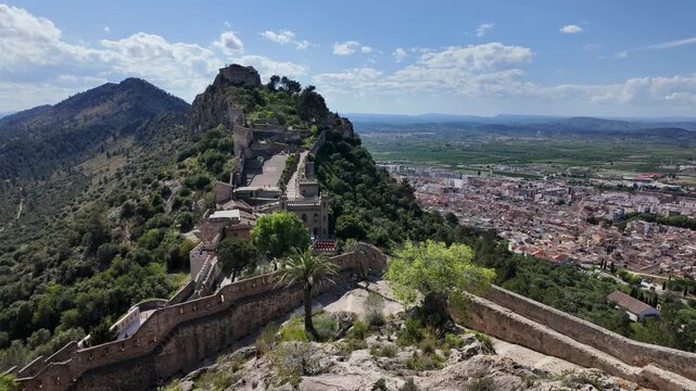 Scenographic view in the marvelous Xativa Castle, Province of Valencia, Spain.