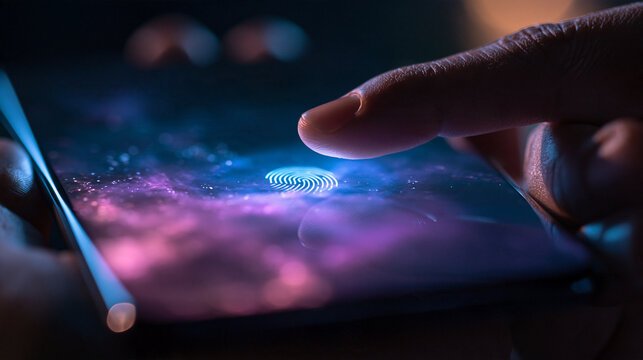 Biometric Fingerprint Scanner Unlocking Modern Smartphone Screen