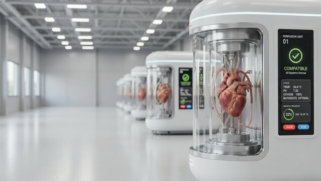 Medical laboratory with robotic perfusion units containing human hearts