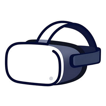 A simple colored flat vector illustration of a VR headset, representing virtual reality, metaverse exploration, and immersive video gaming, isolated on white.