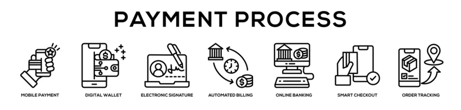 Payment Process web banner icon illustration concept