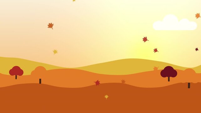 Thanksgiving Autumn Hills Landscape Trees and Sun Loop Background