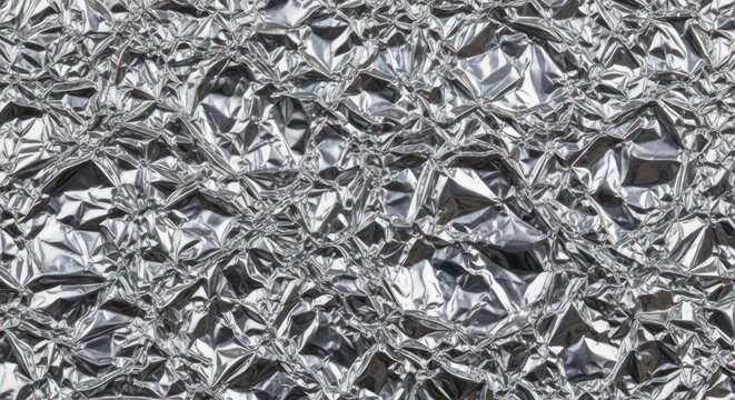 Crinkled silver foil texture background.
