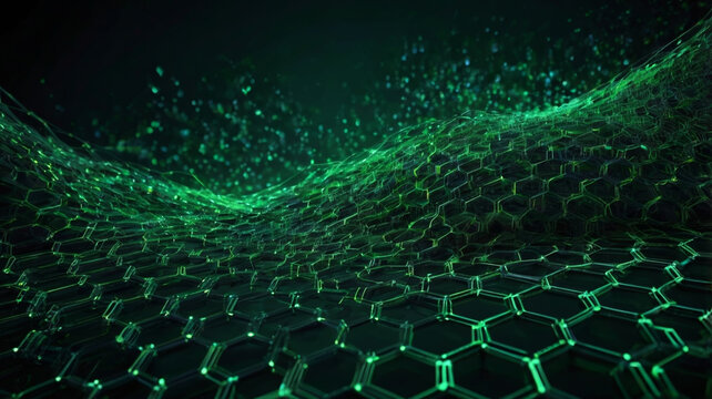 Abstract Green Hexagonal Digital Network Background Abstract Background