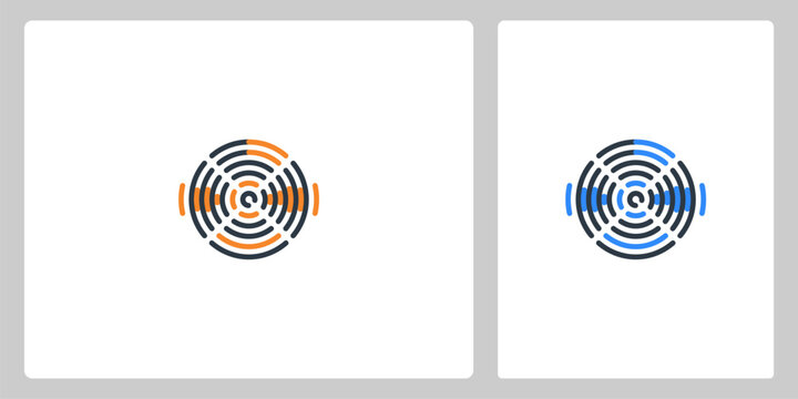 Abstract Circular Target and Radar Signal Technology Logo Icon Set Vector