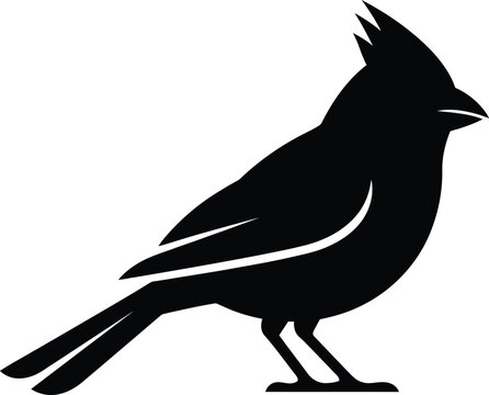 Minimalist black silhouette of a cardinal bird profile facing right on a white background