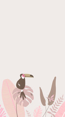 Pastel tropical bird iPhone wallpaper, beige design © Rawpixel.com