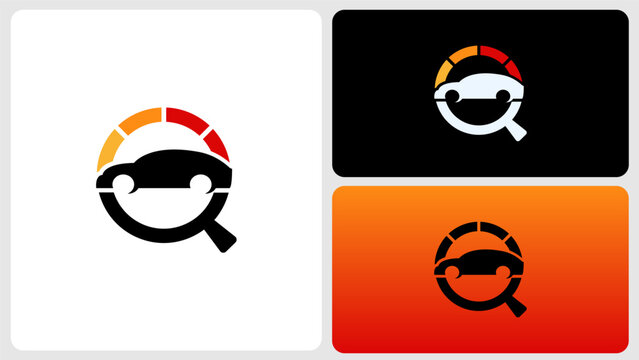 Car Search Icon with Magnifying Glass, Automotive Inspection and Vehicle Research Vector.