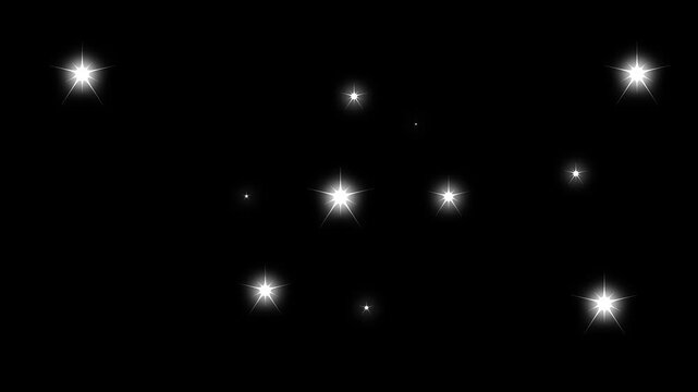 Glitter sparkle twinkling star animation, blinking light effect transparent background, white cartoon stars flat vector doodle, glowing light trails 2d shining twinkle loop 4k video download