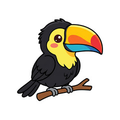 Fototapeta premium Cute Baby Toucan Illustration with Colorful Beak Flat Style