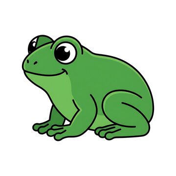 Cute Baby Frog Illustration with Clean Black Outlines on White Background