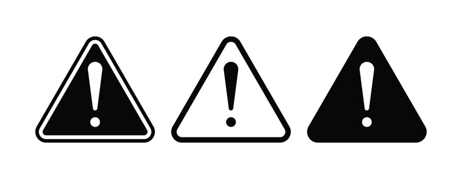 Caution signs set. Warning, danger, attention, risk, important, alarm, hazard symbol on white background - stock vector.