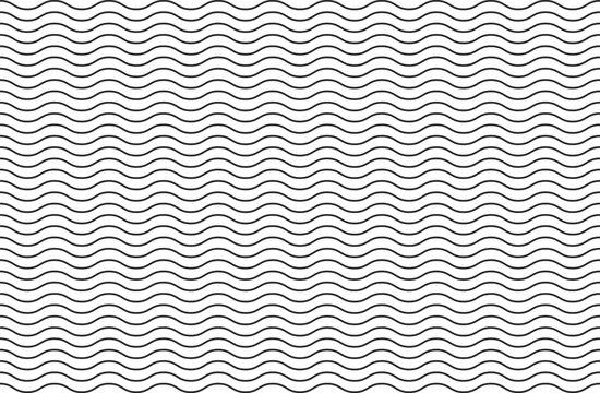 Wavy line pattern background texture. Seamless horizontal undulating line graphic element. Abstract black parallel wave lines pattern