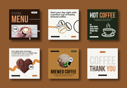 Coffee Shop Cafe Social Media Post Banner Template Design