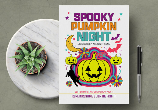 Spooky Pumpkin Night Halloween Party Flyer Template