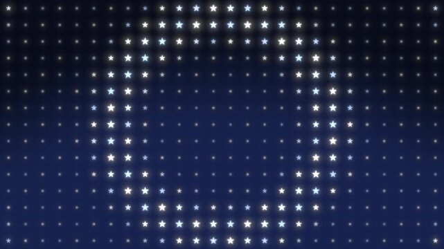 紺色の背景に整列した小さな星が中心から波紋のように順に明滅するループ背景