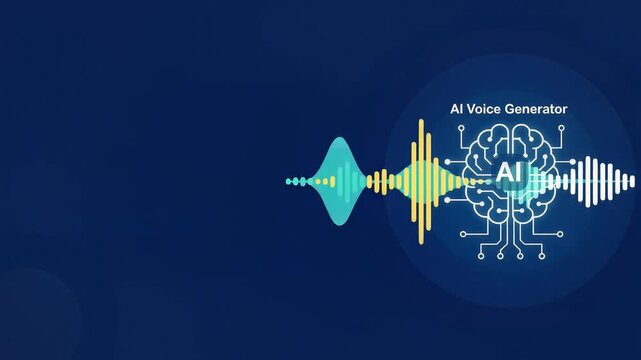 AI Voice Generator Brain Circuit Waveform Technology Illustration