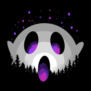 boo ghost on black background