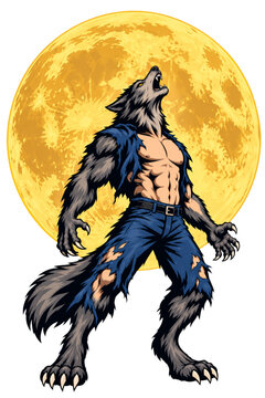 werewolf howling vector