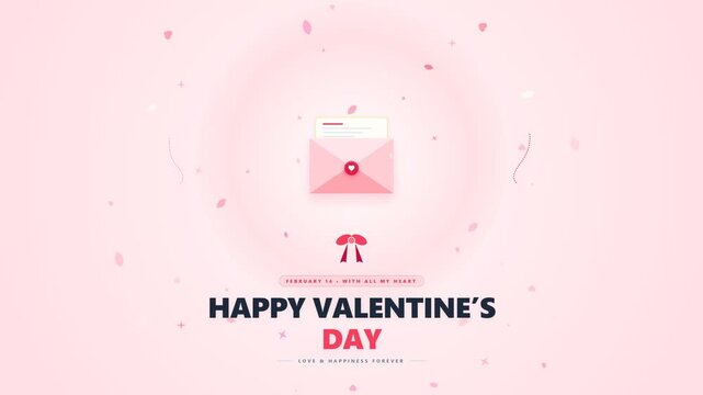 Love letter, heart and pink envelope for Valentine's Day greeting, romantic invitation and sweet message. Digital mail, wedding card and anniversary note with paper, romance and feeling with decor.