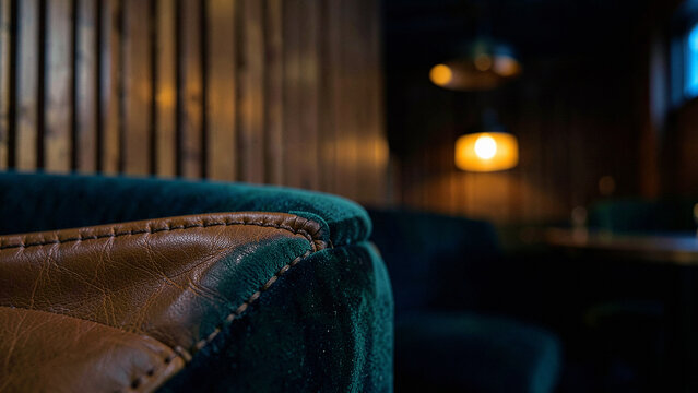 Luxury velvet leather booth for cocktail bar menu background