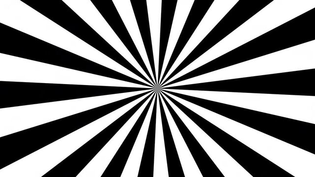 Abstract sunburst pattern featuring repeating geometric rays radiating from a central point creating a dynamic visual effect suitable for artistic projects requiring high contrast black and