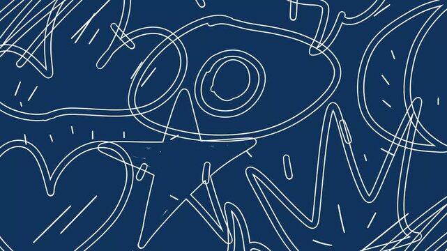 Abstract Animation of doodles with a blue background