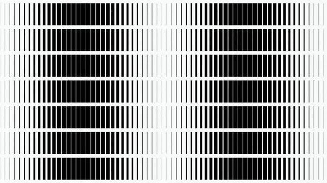 Black vertical bars halftone wave pattern seamless loop motion
