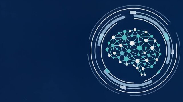Artificial Intelligence Brain Network Interface with Concentric HUD Circles Animation
