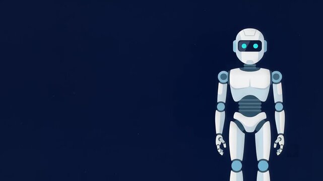White Robot Character Animation Sequence in Four Frames Vector