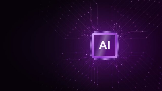 Explore advanced computing with this intricate diamond ai amethyst looping graphic, designed for sci-fi and tech presentations.