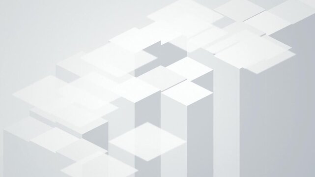 Isometric white 3D geometric blocks seamless loop motion background