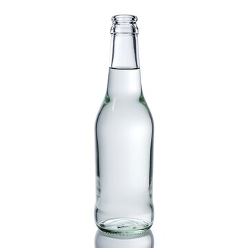 Empty Clear Glass Bottle Isolated on a White Background