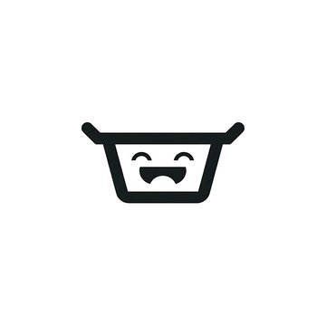 Minimal Smiling Cooking Pot Icon with Black Outline
