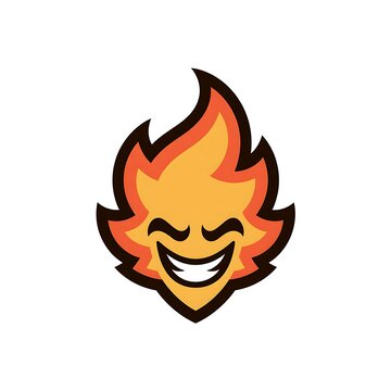 Grinning Flame Mascot with Orange and Yellow Fire