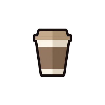 Minimal Takeaway Coffee Cup Icon in Brown and Beige