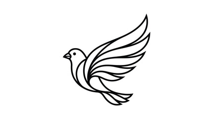 Fototapeta premium Line art depiction of a bird in flight with a white background