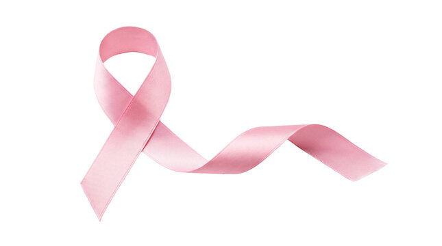 Bright pink ribbon symbol of hope and health awareness on transparent background