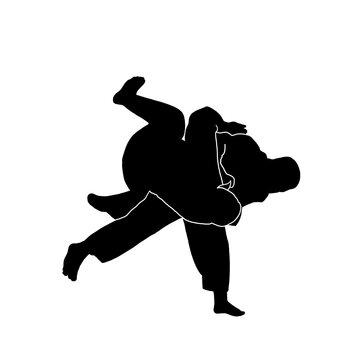 silhouette of judo throw uchi mata