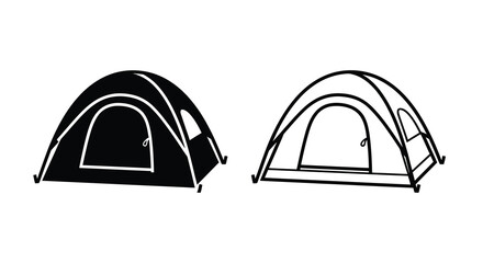 Two tent silhouettes against a white background a camping illustration © Mdsohag